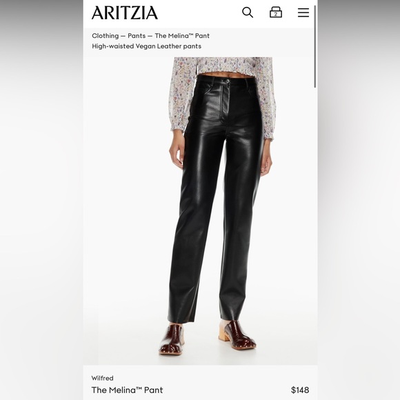 Aritzia Melina Pant - Size 6 - Taupe - Vegan Leather - LIKE NEW - Picture 4 of 6